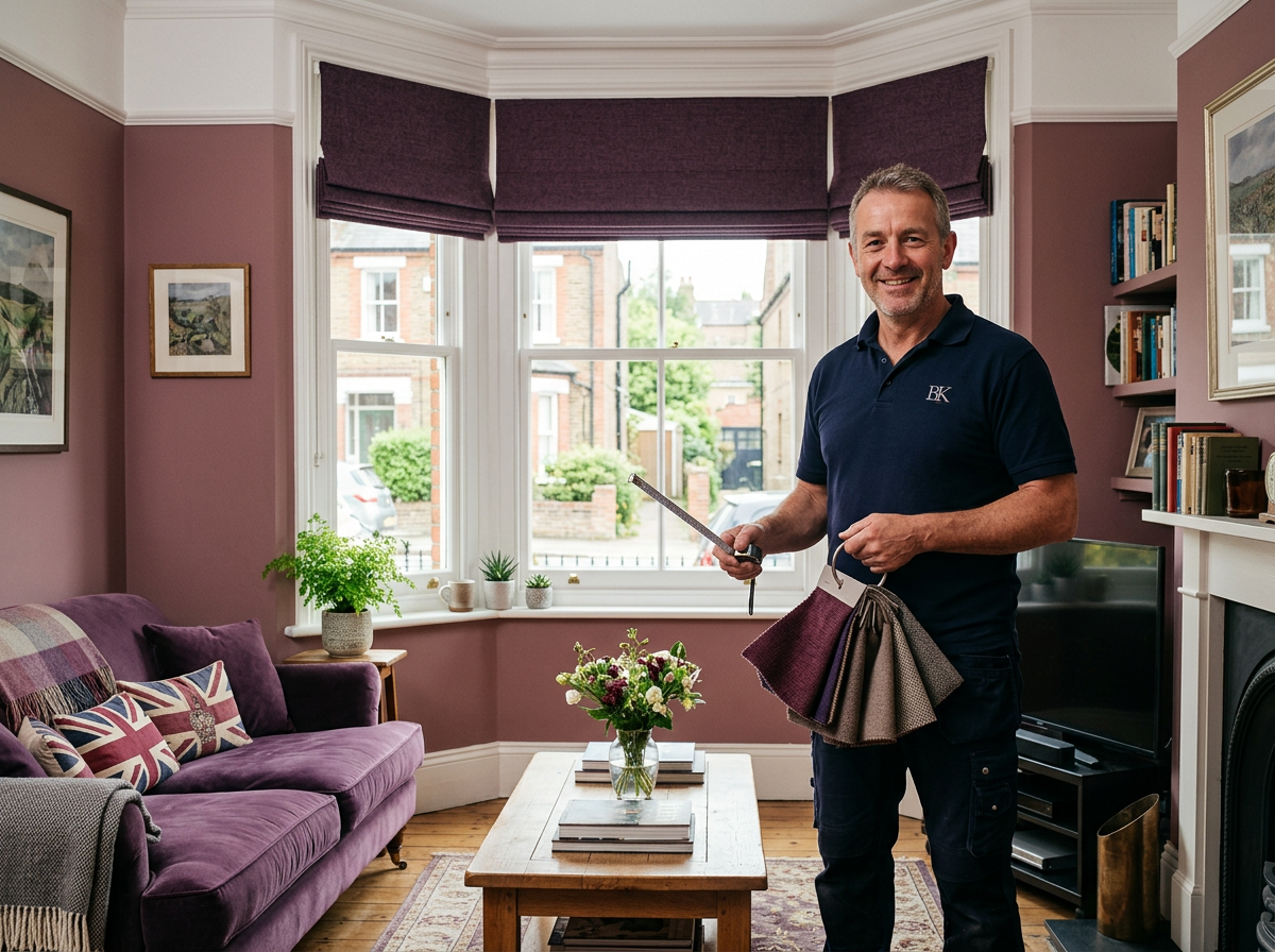Blinds Kingdom fitter with fabric samples